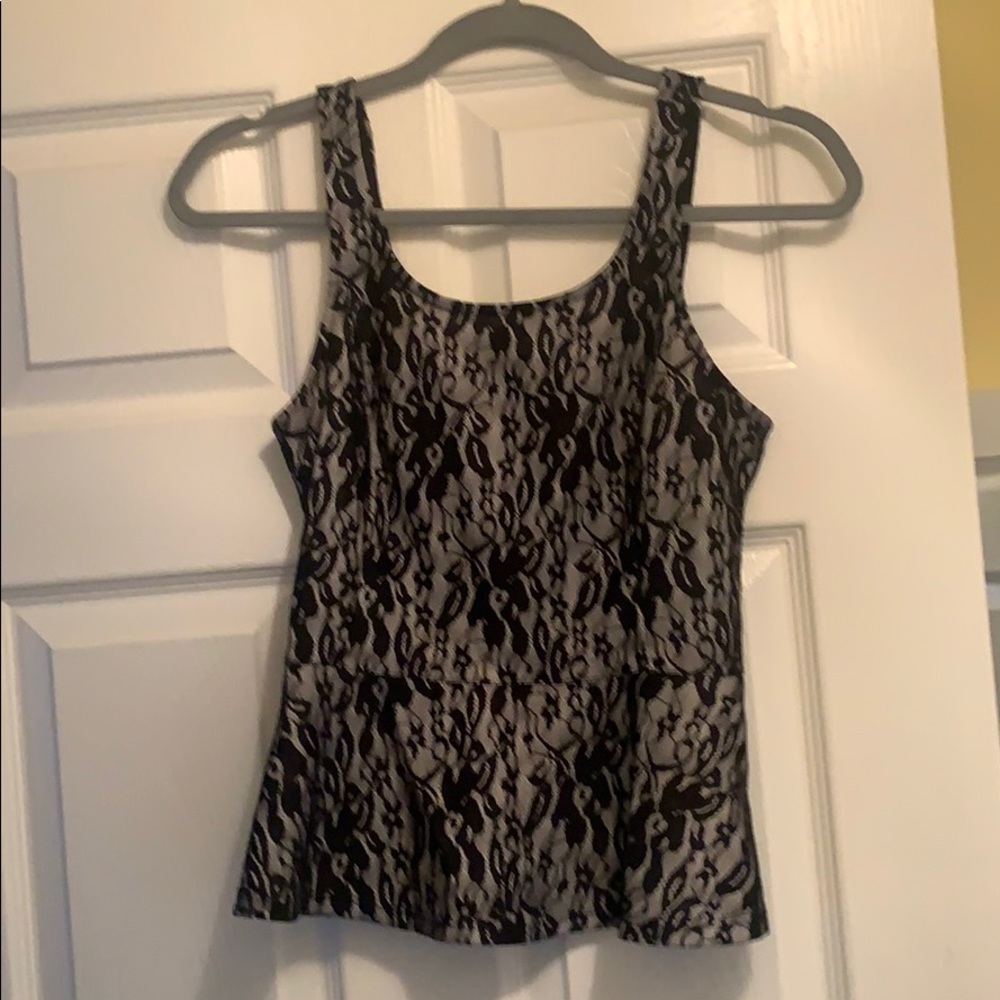 Express Black and White Peplum Top